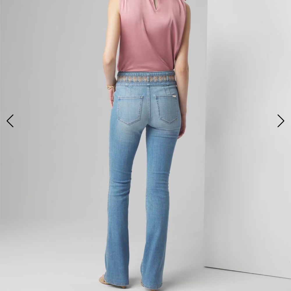 WHBM extra high-rise soft denim, skinny flare jeans size 6 style #570371708